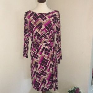 🌷Anne Klein- Geometric Print Faux Wrap